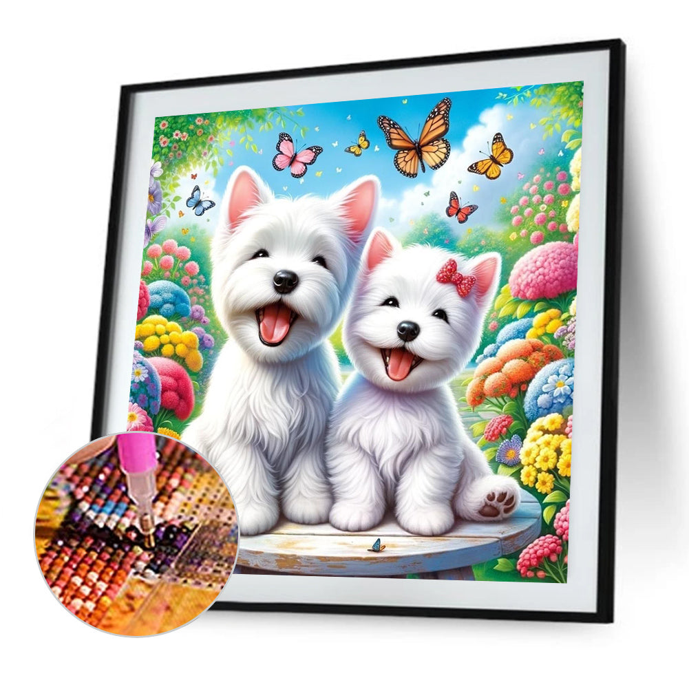 Happy Dogs - Full AB Round Drill Diamond Painting 30*30CM