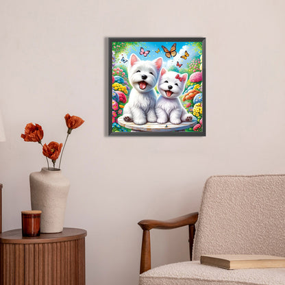 Happy Dogs - Full AB Round Drill Diamond Painting 30*30CM