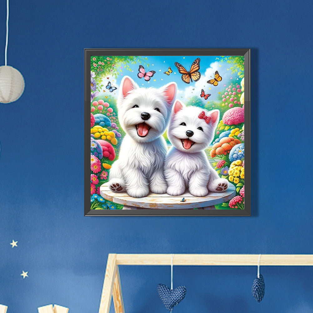 Happy Dogs - Full AB Round Drill Diamond Painting 30*30CM