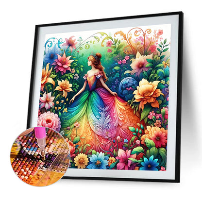 Fairy Tale¡¤Girl And Flowers - Full AB Round Drill Diamond Painting 30*30CM