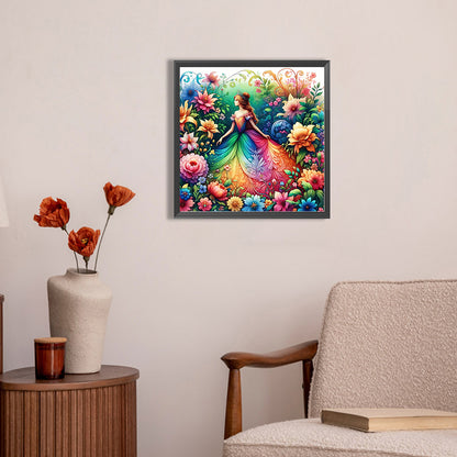 Fairy Tale¡¤Girl And Flowers - Full AB Round Drill Diamond Painting 30*30CM