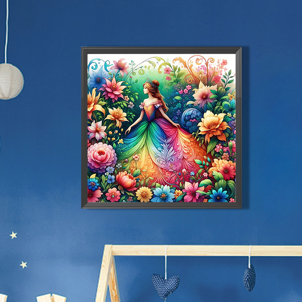 Fairy Tale¡¤Girl And Flowers - Full AB Round Drill Diamond Painting 30*30CM