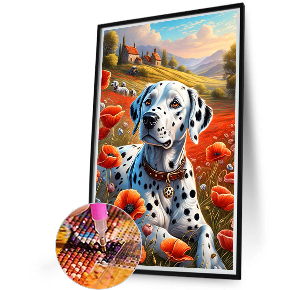 Poppies And Dalmatians - Full AB Round Drill Diamond Painting 40*60CM