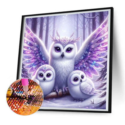 Shiny Owl - Full Round Drill Diamond Painting 30*30CM