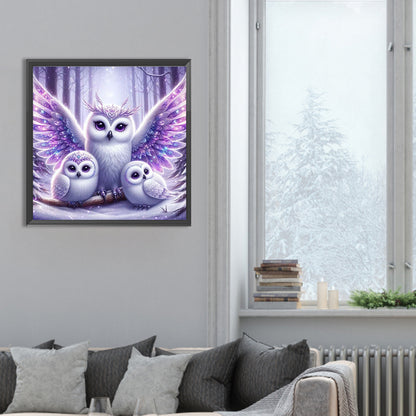 Shiny Owl - Full Round Drill Diamond Painting 30*30CM