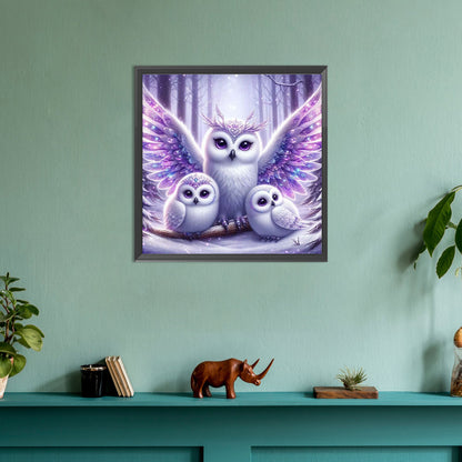 Shiny Owl - Full Round Drill Diamond Painting 30*30CM