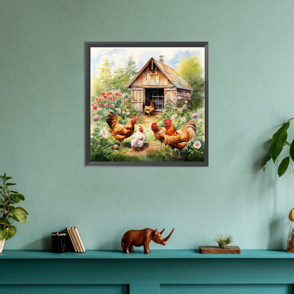 Farm Chicken - Full Round Drill Diamond Painting 30*30CM