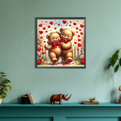 Rose Care Bear - Full Round Drill Diamond Painting 30*30CM