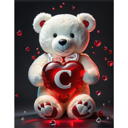 Care Letter Bear C - Full Round Drill Diamond Painting 35*45CM