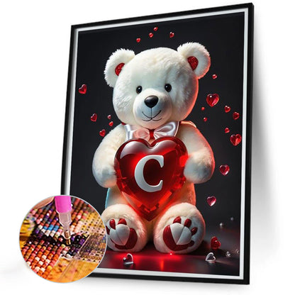 Care Letter Bear C - Full Round Drill Diamond Painting 35*45CM