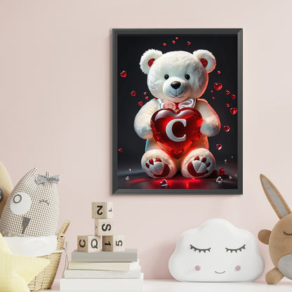 Care Letter Bear C - Full Round Drill Diamond Painting 35*45CM