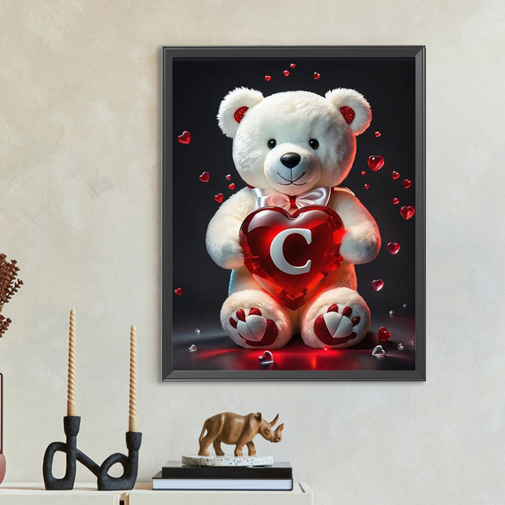 Care Letter Bear C - Full Round Drill Diamond Painting 35*45CM