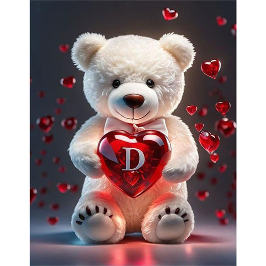 Heart Letter Bear D - Full Round Drill Diamond Painting 35*45CM