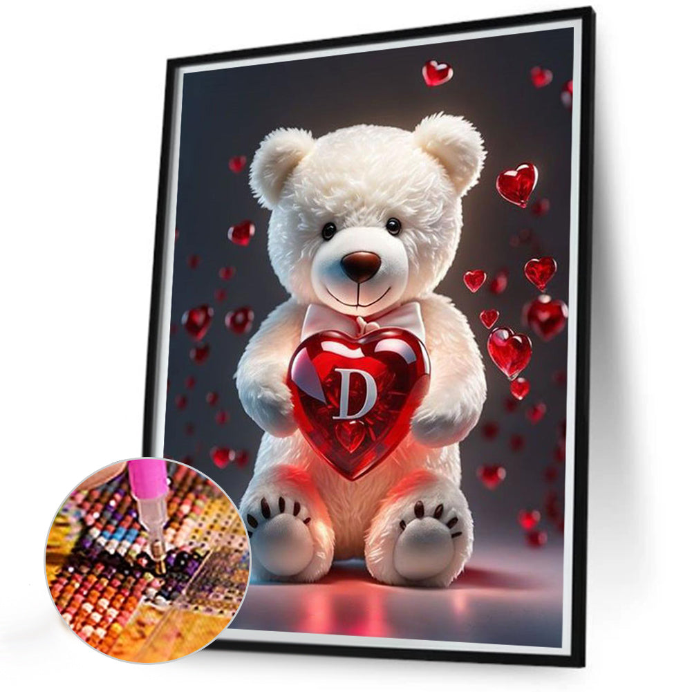 Heart Letter Bear D - Full Round Drill Diamond Painting 35*45CM