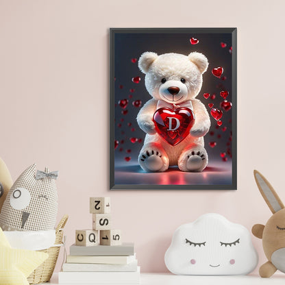 Heart Letter Bear D - Full Round Drill Diamond Painting 35*45CM