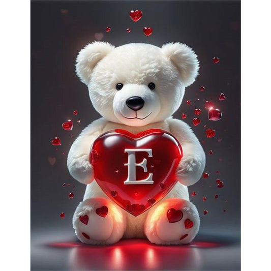 Heart Letter Bear E - Full Round Drill Diamond Painting 35*45CM