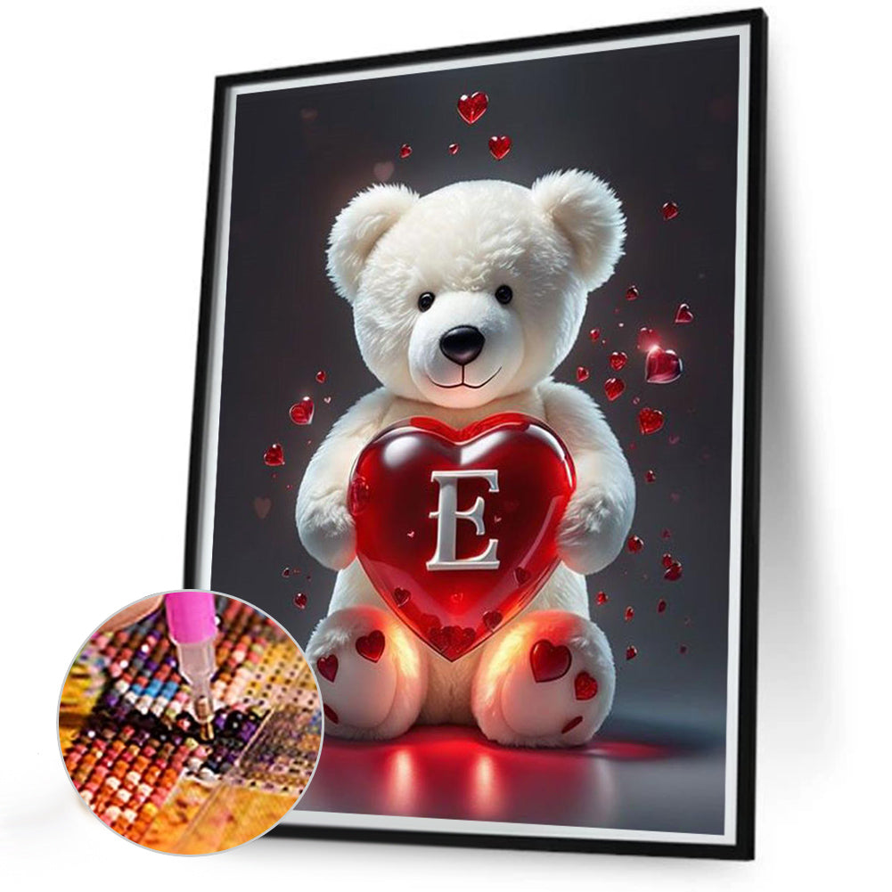 Heart Letter Bear E - Full Round Drill Diamond Painting 35*45CM