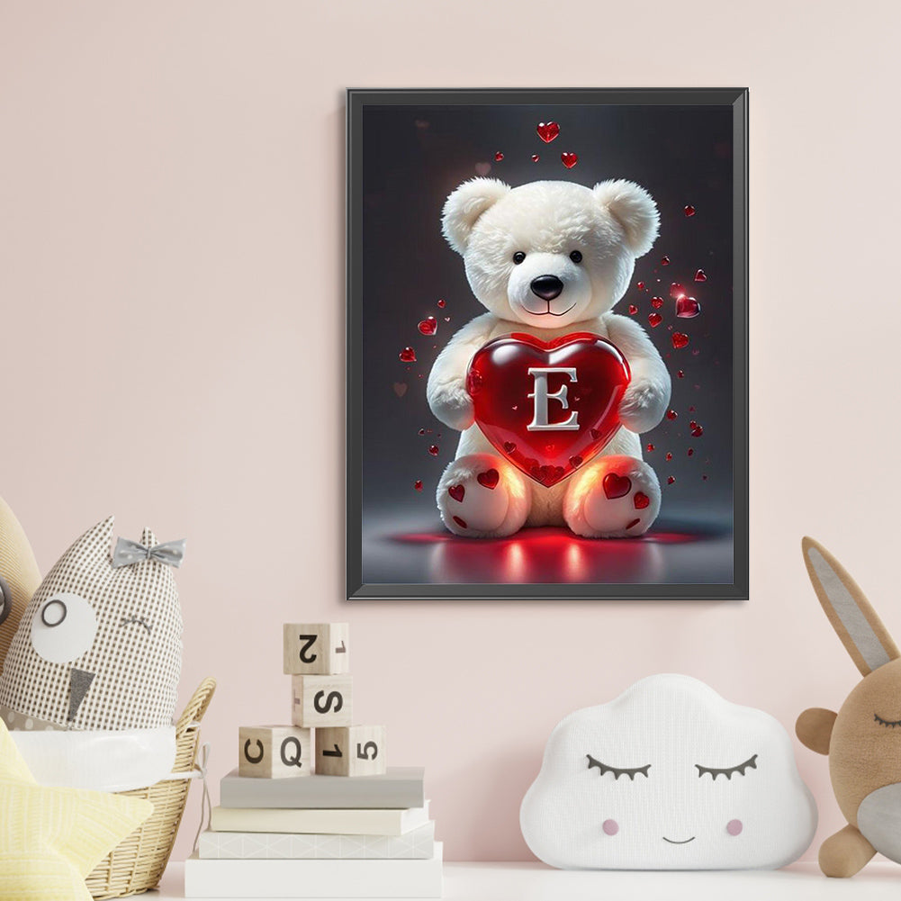 Heart Letter Bear E - Full Round Drill Diamond Painting 35*45CM