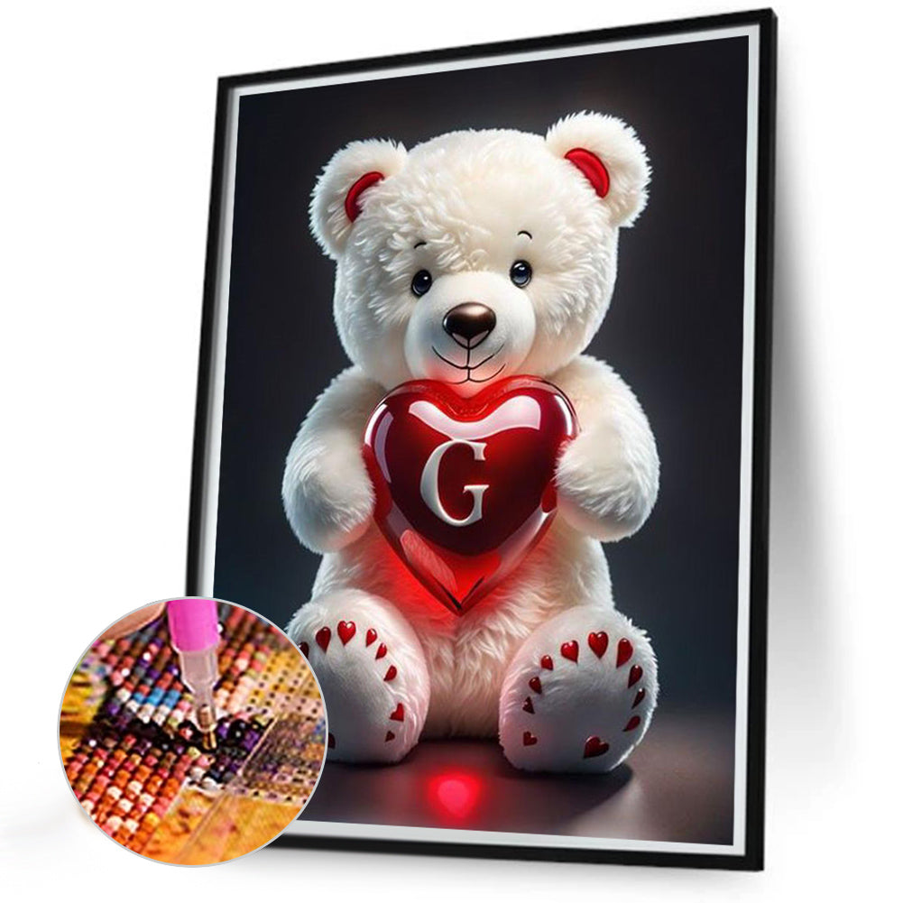 Love Letter Bear G - Full Round Drill Diamond Painting 35*45CM