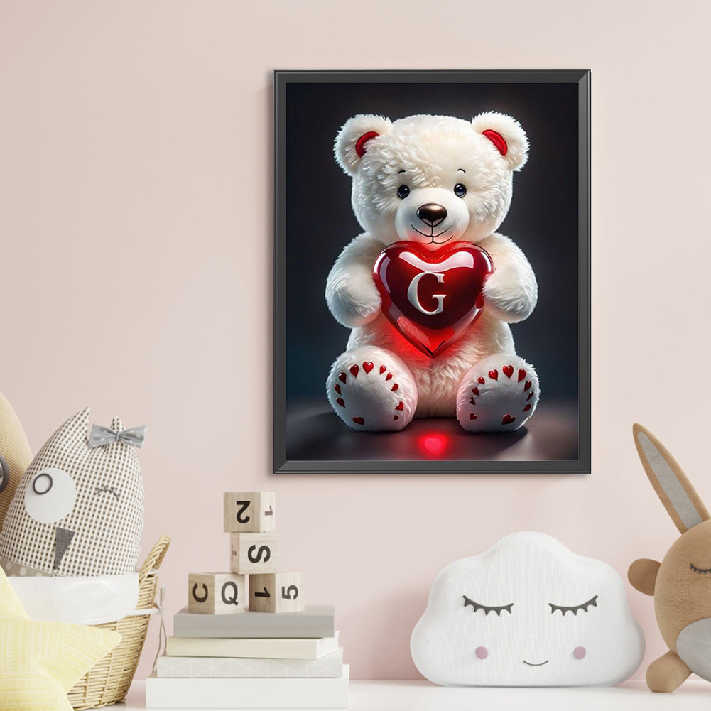 Love Letter Bear G - Full Round Drill Diamond Painting 35*45CM