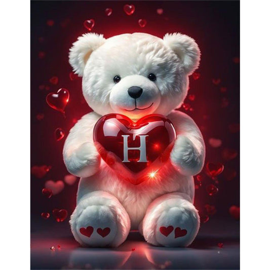 Heart Letter Bear H - Full Round Drill Diamond Painting 35*45CM