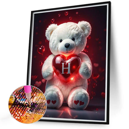 Heart Letter Bear H - Full Round Drill Diamond Painting 35*45CM