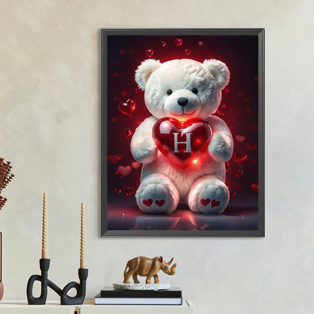 Heart Letter Bear H - Full Round Drill Diamond Painting 35*45CM