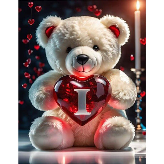 Love Letter Bear I - Full Round Drill Diamond Painting 35*45CM