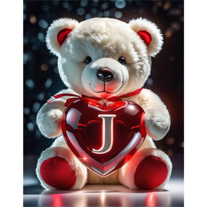 Love Letter Bear J - Full Round Drill Diamond Painting 35*45CM