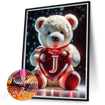 Love Letter Bear J - Full Round Drill Diamond Painting 35*45CM