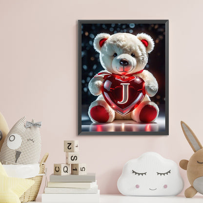 Love Letter Bear J - Full Round Drill Diamond Painting 35*45CM