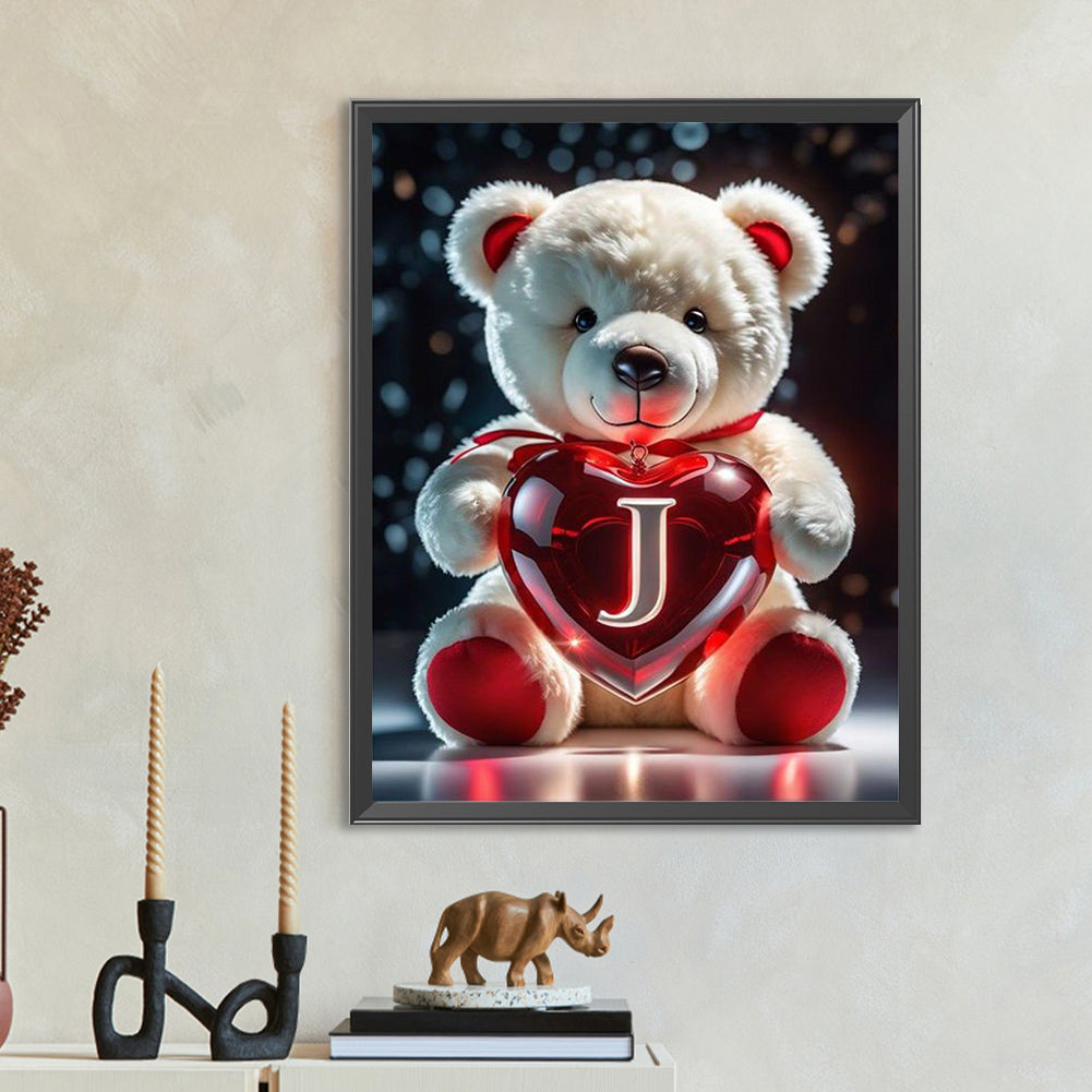 Love Letter Bear J - Full Round Drill Diamond Painting 35*45CM