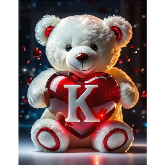 Love Letter Bear K - Full Round Drill Diamond Painting 35*45CM