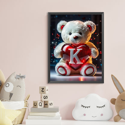 Love Letter Bear K - Full Round Drill Diamond Painting 35*45CM