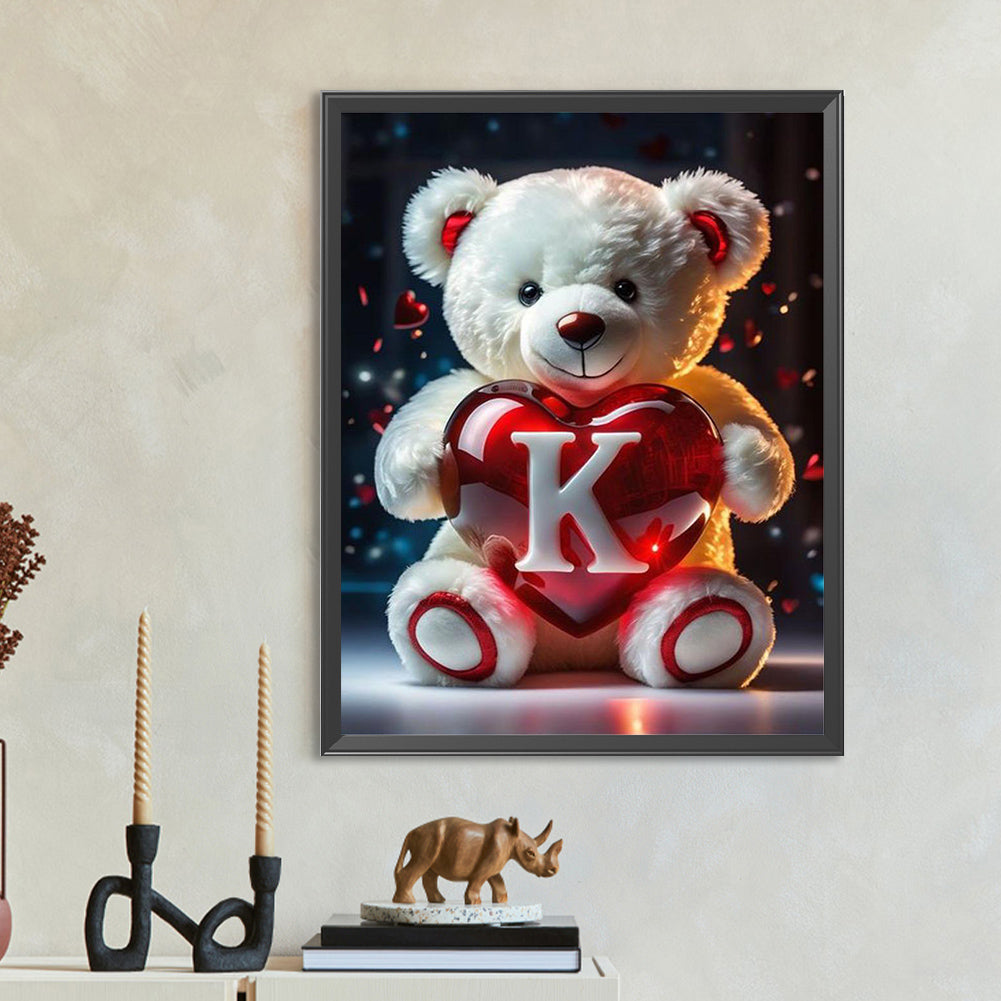 Love Letter Bear K - Full Round Drill Diamond Painting 35*45CM