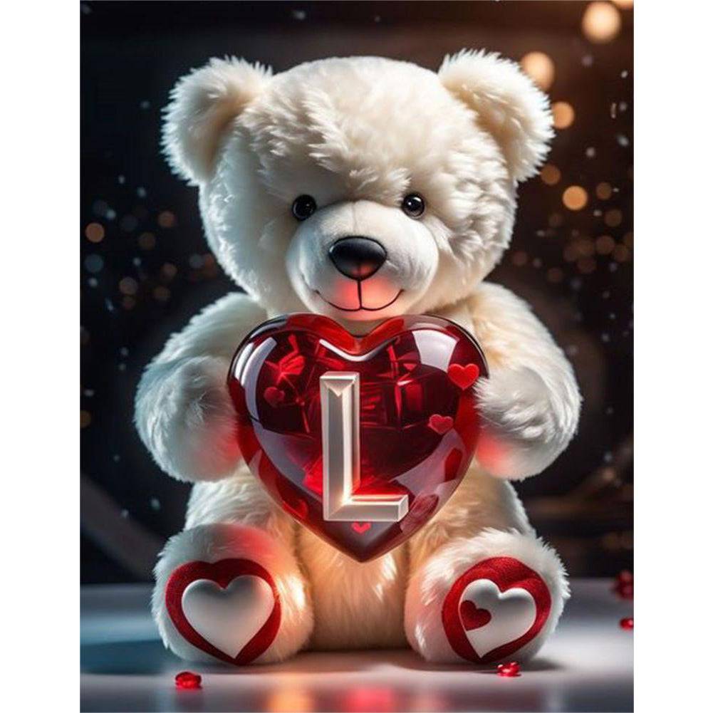 Love Letter Bear L - Full Round Drill Diamond Painting 35*45CM