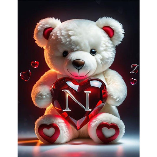 Love Letter Bear N - Full Round Drill Diamond Painting 35*45CM