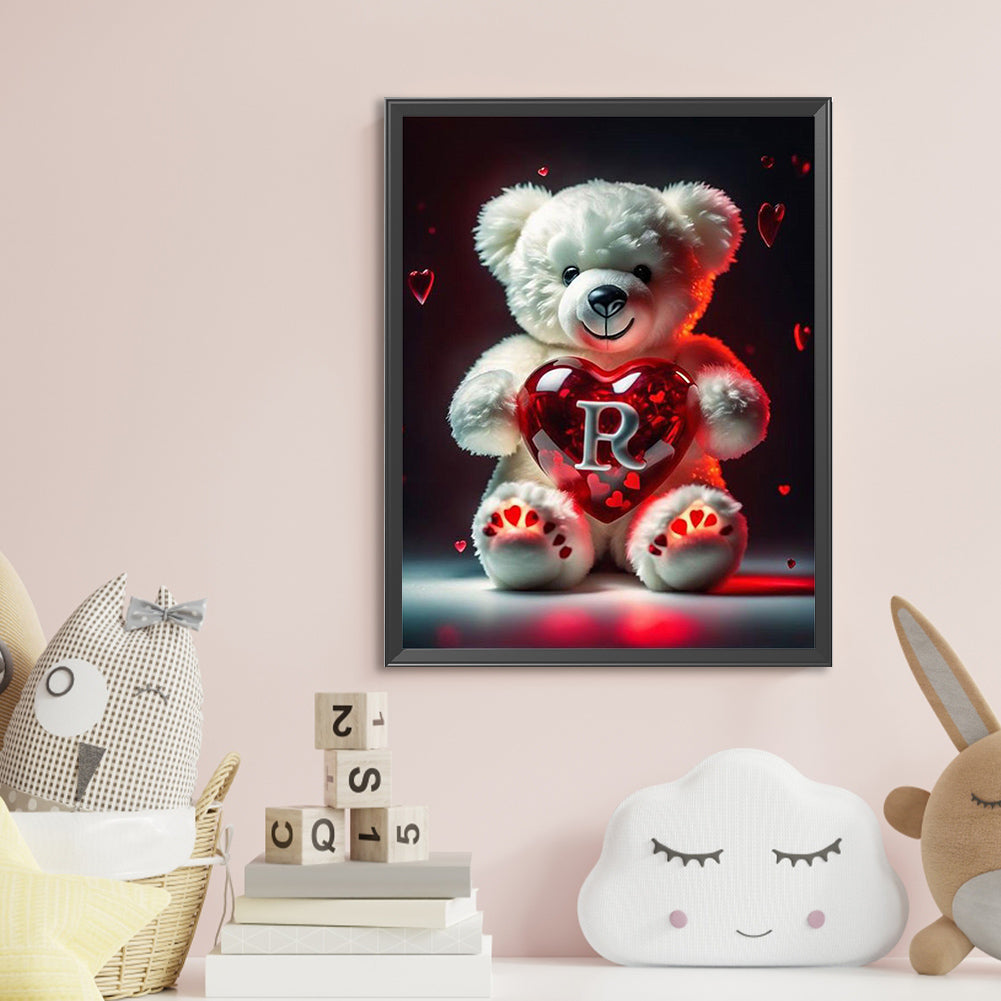 Love Letter Bear R - Full Round Drill Diamond Painting 35*45CM