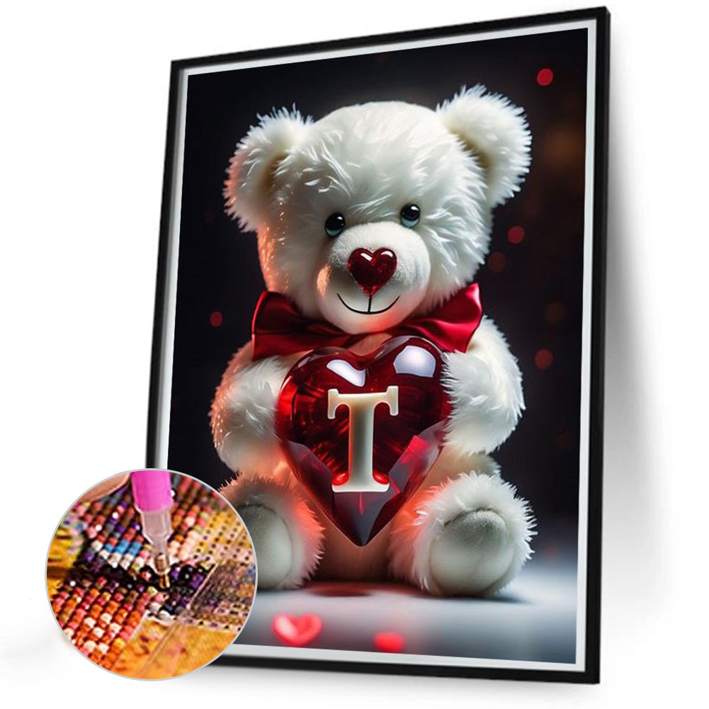 Love Letter Bear T - Full Round Drill Diamond Painting 35*45CM