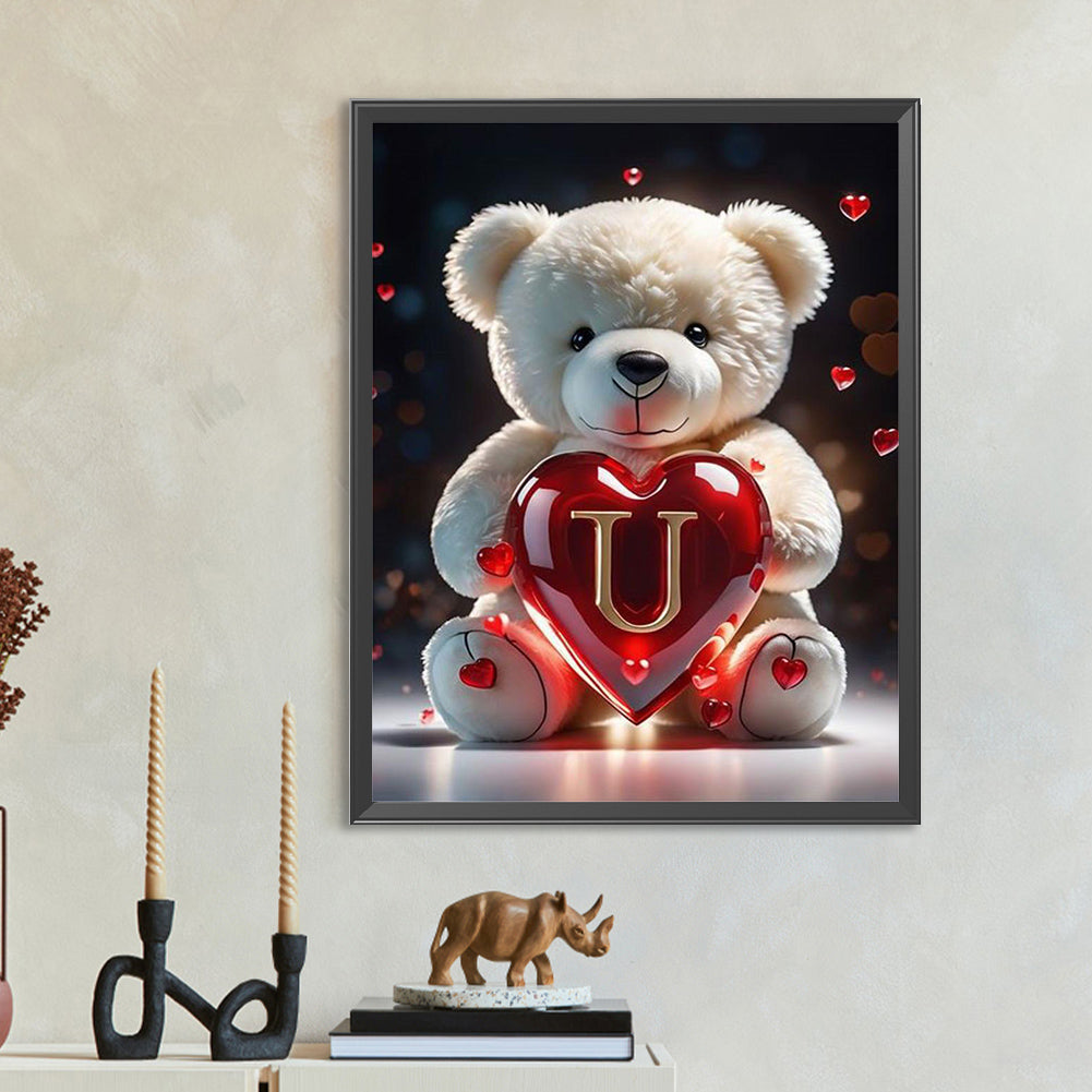 Love Letter Bear U - Full Round Drill Diamond Painting 35*45CM