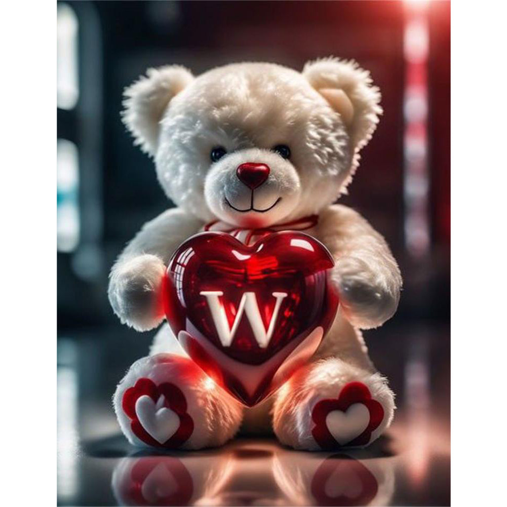 Love Letter Bear W - Full Round Drill Diamond Painting 35*45CM