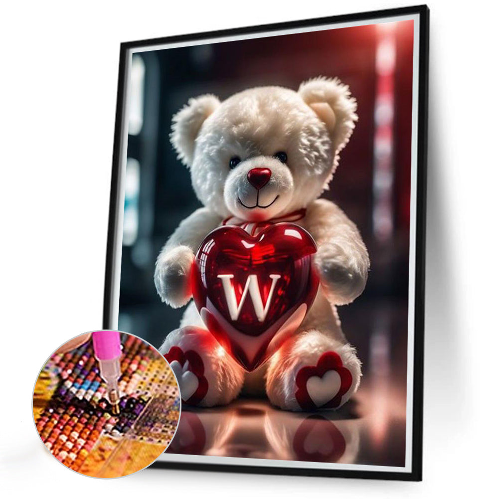 Love Letter Bear W - Full Round Drill Diamond Painting 35*45CM