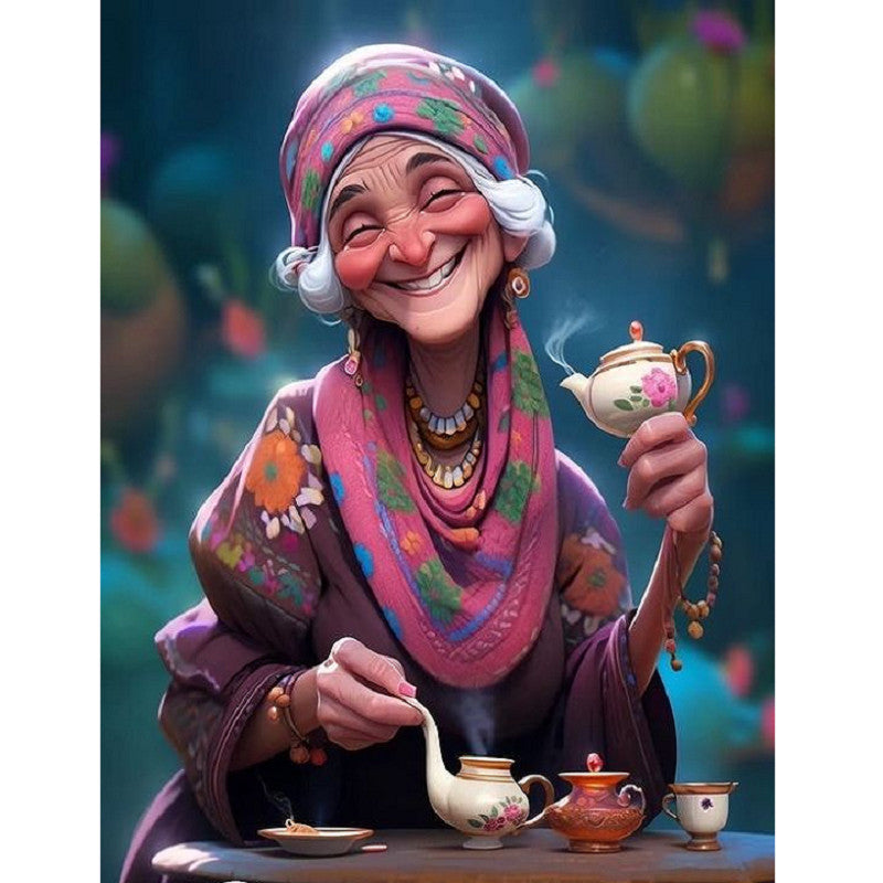 Kind Old Lady - Full Square Drill Diamond Painting 30*40CM