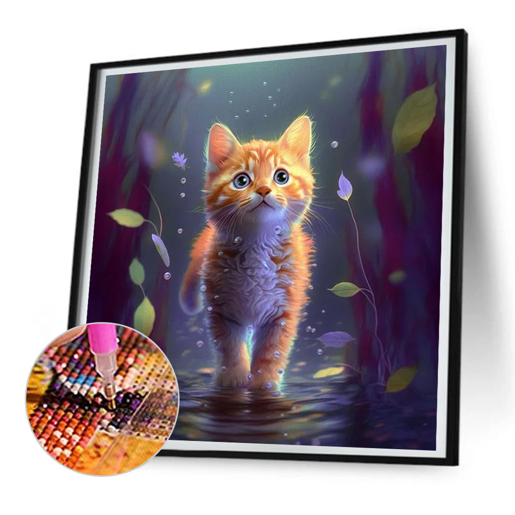 Cat - Full Round Drill Diamond Painting 30*30CM