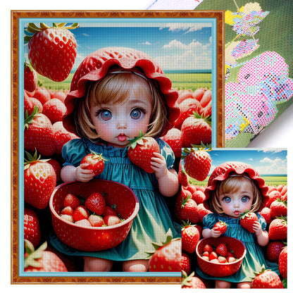 Strawberry Girl - 11CT Stamped Cross Stitch 45*60CM