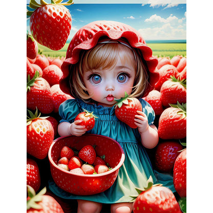 Strawberry Girl - 11CT Stamped Cross Stitch 45*60CM