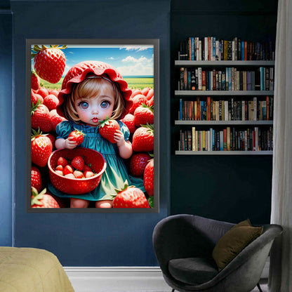 Strawberry Girl - 11CT Stamped Cross Stitch 45*60CM