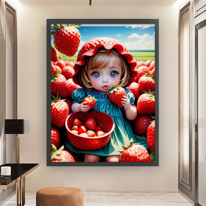 Strawberry Girl - 11CT Stamped Cross Stitch 45*60CM