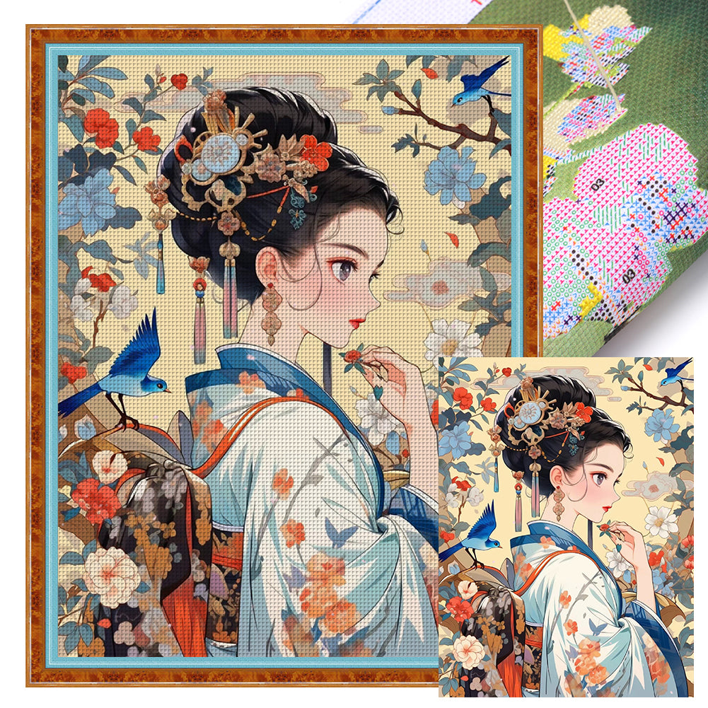 Antique Girl - 11CT Stamped Cross Stitch 45*60CM