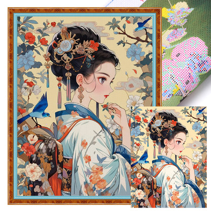 Antique Girl - 11CT Stamped Cross Stitch 45*60CM